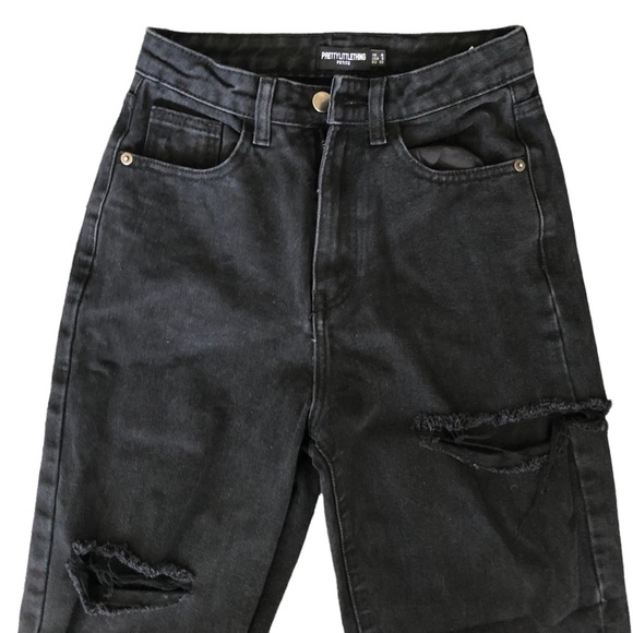 Prettylittlething Petite dark high-waisted distress jeans - Picture 13 of 15